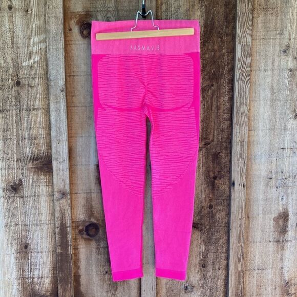 Fasmavie Hot Pink Scrunch Butt Legging HighWaist Seamless Soft Compression Tight - Picture 3 of 5